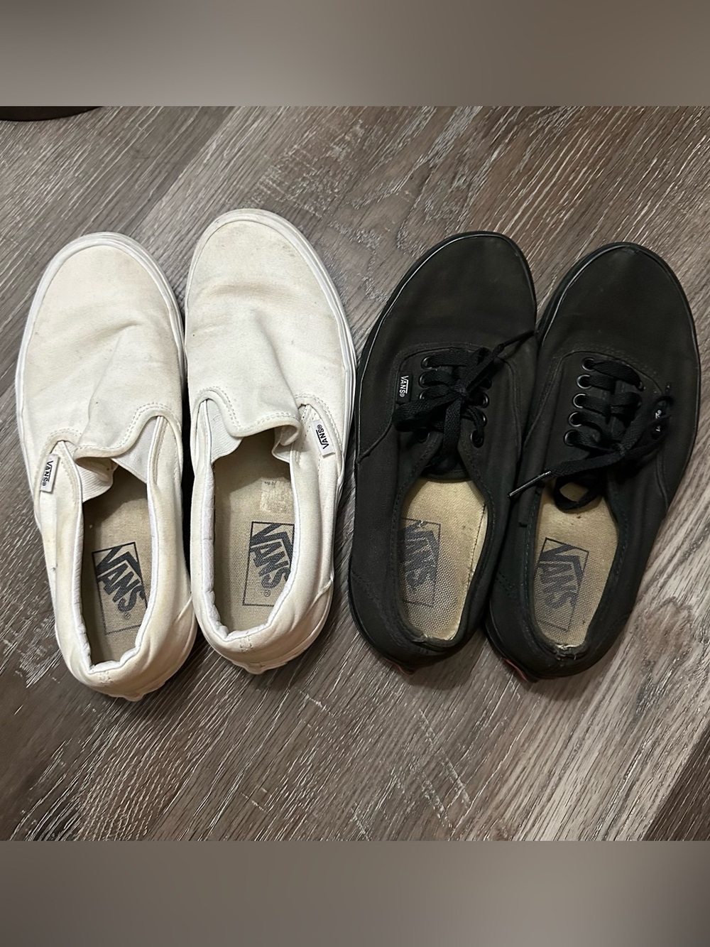 Vans Canvas Slip-On and Lace-Up Sneakers in White and Black